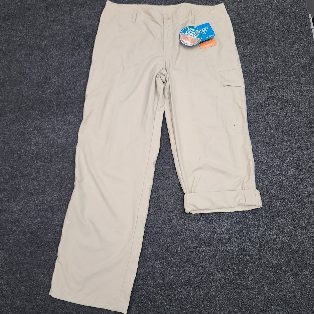 Columbia Womens 16R Beige Aruba Roll Up Omni Shade Pants UPF Hiking Outdoor NEW